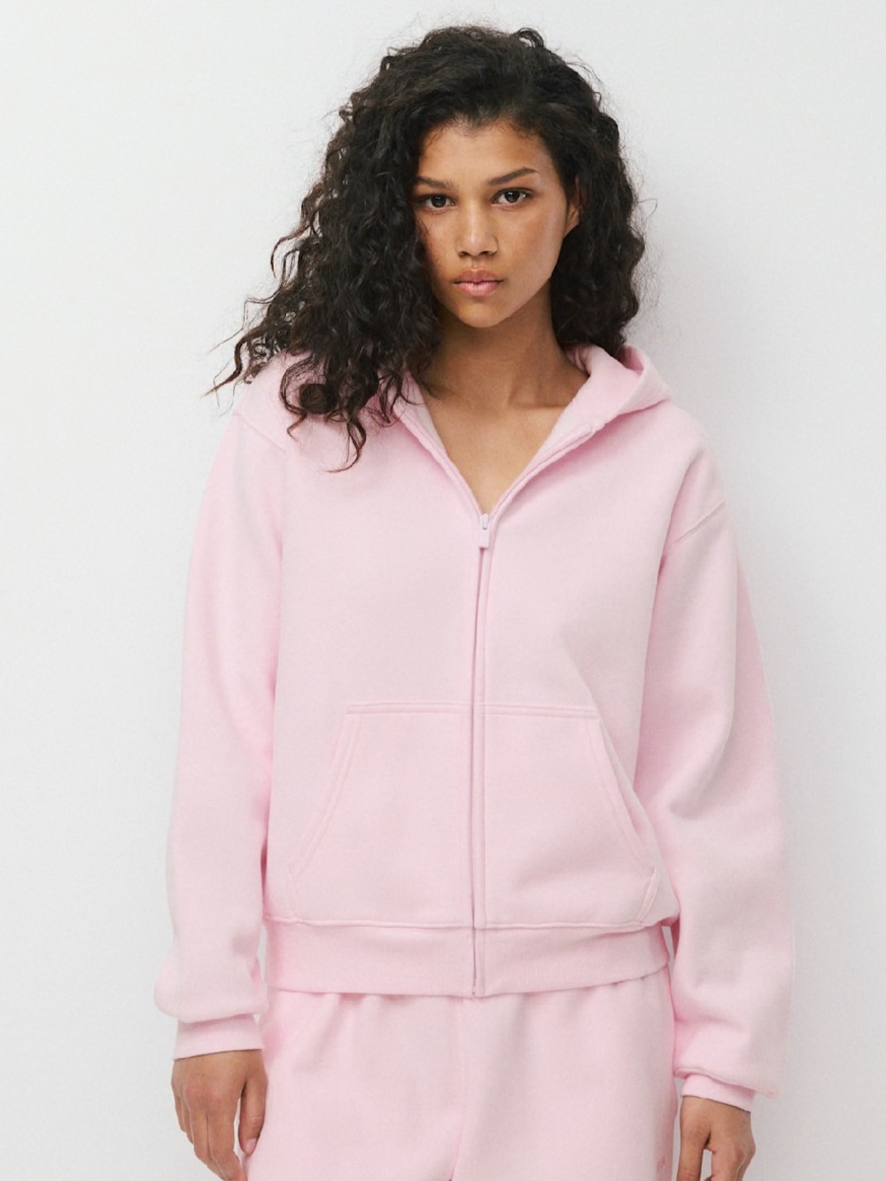 Aritzia Cozy Sweatfleece Perfect Zip Hoodie Zip Hoodie in Dusty Pink Size XL